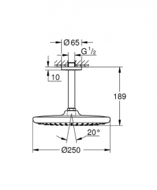 Лійка для верхнього душу Grohe Tempesta 250 з стельовим тримачем хром 26669000