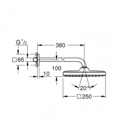 Лейка для верхнего душа Grohe Tempesta 250 Cube с держателем хром 26687000