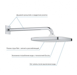 Лейка для верхнего душа Grohe Tempesta 250 Cube с держателем хром 26687000