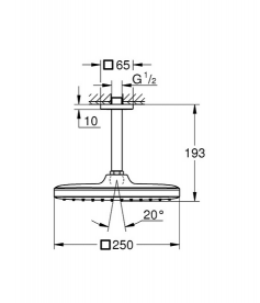 Лейка для верхнего душа Grohe Tempesta 250 Cube с потолочным держателем хром  26688000