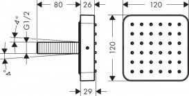 Лейка для верхнего душа Hansgrohe Axor Citterio E 120х120 мм 1-режимная шлифованная бронза 36822140