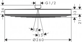 Лейка для верхнего душа Hansgrohe Pulsify 260 мм 1-режимная шлифованная бронза 24140140