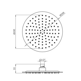 Лейка для верхнего душа Kroner Edelstahl Klassisch-ESG703-25 ⌀250 мм нержавеющая сталь никель CV022951
