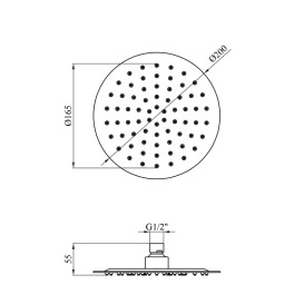 Лейка для верхнего душа Kroner Edelstahl Klassisch-ESG703-20 ⌀200 мм нержавеющая сталь никель CV022950