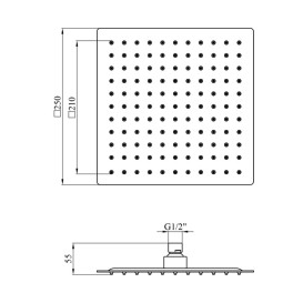 Лійка для верхнього душу Kroner Edelstahl Kubus-ESG704-25 250х250 мм нержавіюча сталь нікель CV022954