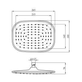 Лейка для верхнего душа Kroner Edelstahl Kubus-SCH704 265х195 мм пластик черный CV031195