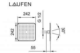 Лейка для верхнего душа Laufen 202х202 мм 1 режим с RubiClean хром HF504721100000