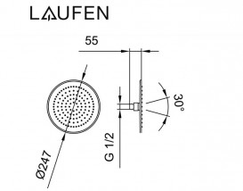 Лійка для верхнього душу Laufen ⌀247 мм 1 режим з RubiClean хром HF504724100000