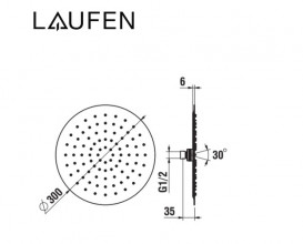 Лейка для верхнего душа Laufen ⌀300 мм матовая нержавеющая сталь с PVD-покрытием H3679810032311