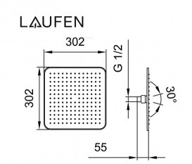 Лійка для верхнього душу Laufen 302х302 мм 1 режим з RubiClean хром HF504722100000