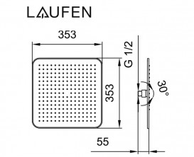 Лейка для верхнего душа Laufen 353х353 мм 1 режим с RubiClean хром HF504723100000