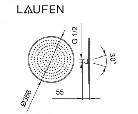 Лійка для верхнього душу Laufen ⌀356 мм 1 режим з RubiClean хром HF504726100000