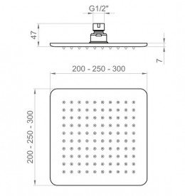 Лейка для верхнего душа Ponsi Soffione 250х250 мм нержавеющая сталь хром BNSOFXSF28