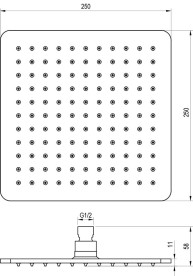 Лейка для верхнего душа Ravak 250х250 мм нержавеющая сталь хром X070520