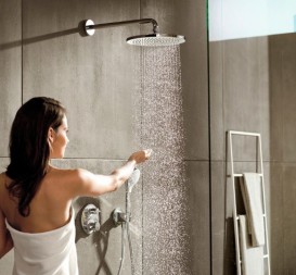 Лейка для верхнього душа з тропічним душем Hansgrohe колекція Croma 1jet EcoSmart 280 мм хром 26221000