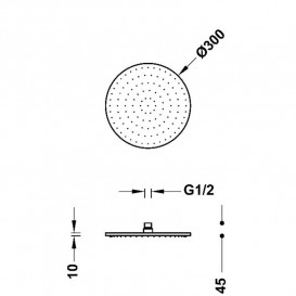 Лейка для верхнего душа Tres Ø 300 мм латунь черная бронза 13413730KMB