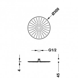 Лейка для верхнего душа Tres Ø 300 мм нержавеющая сталь матовое розовое золото 134315010OPM