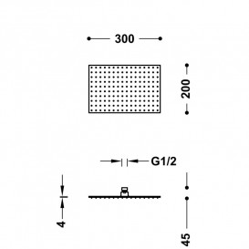 Лейка для верхнего душа Tres 300х200 мм нержавеющая сталь матовое золото 134315007OM