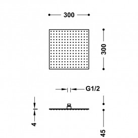Лейка для верхнего душа Tres 300х300 мм нержавеющая сталь розовое золото 134315012OP