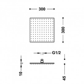 Лейка для верхнего душа Tres 300х300 мм латунь розовое золото 13413830OP