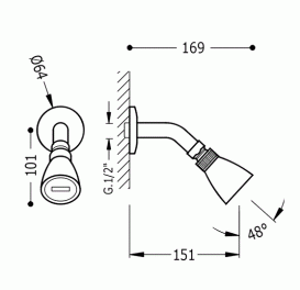 Лійка для верхнього душу Tres Eco Ø54 мм з тримачем хром 134738