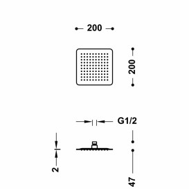 Лійка для верхнього душу Tres Inox 200x200 мм з шарніром хром 134315002