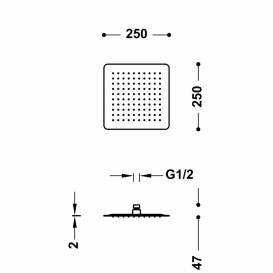 Лейка для верхнего душа Tres Inox 250x250 мм с шарниром хром 134315004