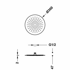 Лейка для верхнего душа Tres Inox Ø 300 мм с шарниром хром 134315005