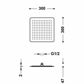 Лейка для верхнего душа Tres Inox 300x300 мм с шарниром хром 134315006