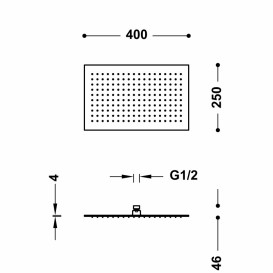 Лейка для верхнего душа Tres Inox 400x250 мм с шарниром хром 134315008