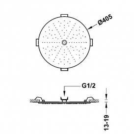 Лійка для верхнього душу Tres стельова вбудована Ø405 мм нержавіюча сталь чорна бронза 13495002KMB