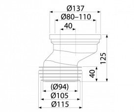 Манжета для унитаза AlcaPlast эксцентрическая A990-40
