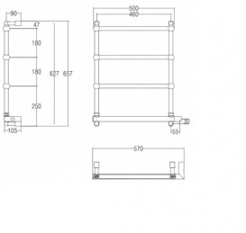 Электрический полотенцесушитель скрытый (BOX) Margaroli Sole 570х657х105 лесенка хром  542/TS