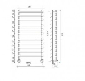 Водяной полотенцесушитель Margaroli коллекция Sole лесенка 530х1076х125 хром 464/11