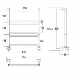 Водяной полотенцесушитель Margaroli коллекция Mini лесенка 535х656х135 хром 3-486