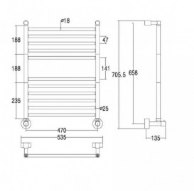 Водяной полотенцесушитель Margaroli коллекция Mini лесенка 535х706х135 хром 3-484