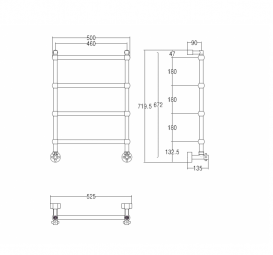 Водяной полотенцесушитель Margaroli коллекция Sole лесенка 500х720х125 хром 442/TS
