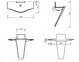 Раковина для ванной Marmorin Atami 100х38,7 см литой камень белый 465 100 020 xx x