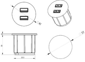 Меблева USB-розетка ASA Plastici VersaPick USB 5V Type A+A золото 060.29Z.00008