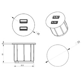 Меблева розетка USB ASA Plastici VersaPick USB 5V Type A+C зістарена бронза 060.29Z.00039