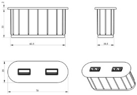 Мебельная USB-розетка ASA Plastici VersaPick USB 5V Type A+C золото 060.29Z.00064