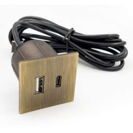 Мебельная USB-розетка ASA Plastici VersaPick USB 5V Type A+C состаренная бронза 060.29Z.00047