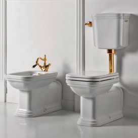 Механізм зливу для низького бачка Kerasan Waldorf / Retro з бічною ручкою білий / золото 754391