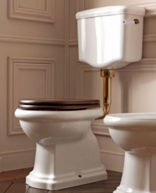 Механізм зливу для низького бачка Kerasan Waldorf / Retro з бічною ручкою білий / бронза 754393