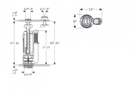 Механизм смыва для бачка Geberit Impuls тип 290-360 двойной смыв хром глянцевый 273.645.21.2