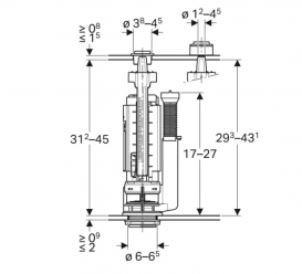 Механизм смыва для бачка Geberit Impuls тип 290-360 двойной смыв хром глянцевый 283.311.21.2