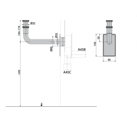Металеве коліно AlcaPlast DN32 з накидною гайкою 5/4 A438