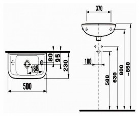 Мини-раковина для ванной Jika Deep 50х23 см отверстие слева белый H8156130001051