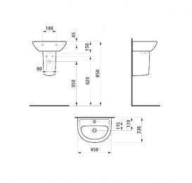 Мини-раковина для ванной Laufen Pro B 45х33 см подвесная белый H8159520001041