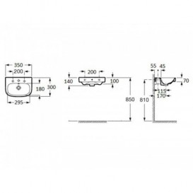 Міні-раковина для ванної підвісна Roca Debba 35х30 з одним отвором під змішувач кераміка білий A325999000